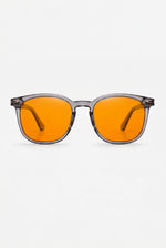 Wavelength Evening Lens — orange-tint blue light glasses, front view on white