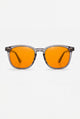 Wavelength Evening Lens — orange-tint blue light glasses, front view on white