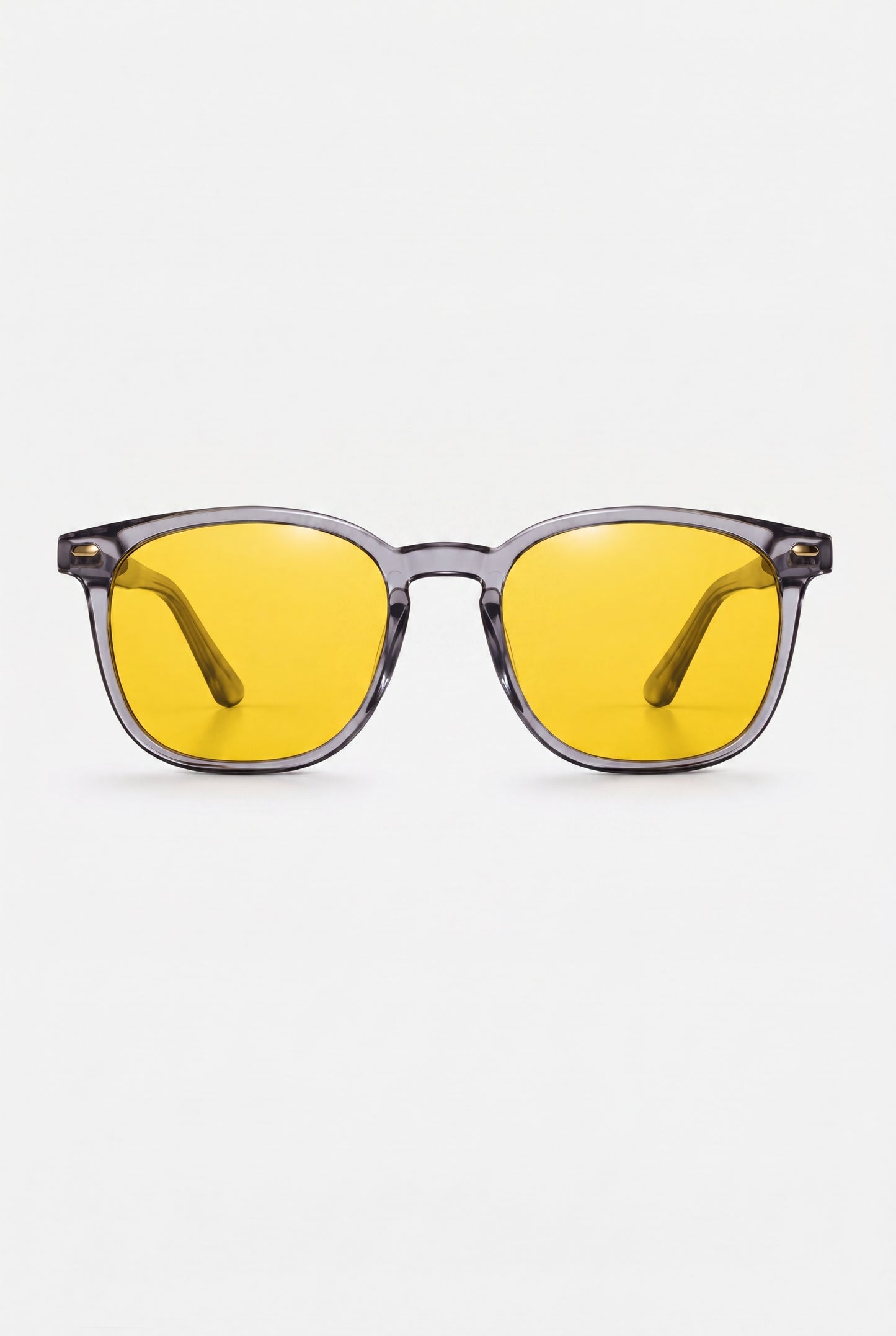 Wavelength Day Lens — yellow-tint blue light glasses, front view on white